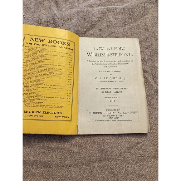 How To Make Wireless Instruments C.A. Le Quesne Jr. Fourth Edition Antique 1913 - Picture 9 of 14